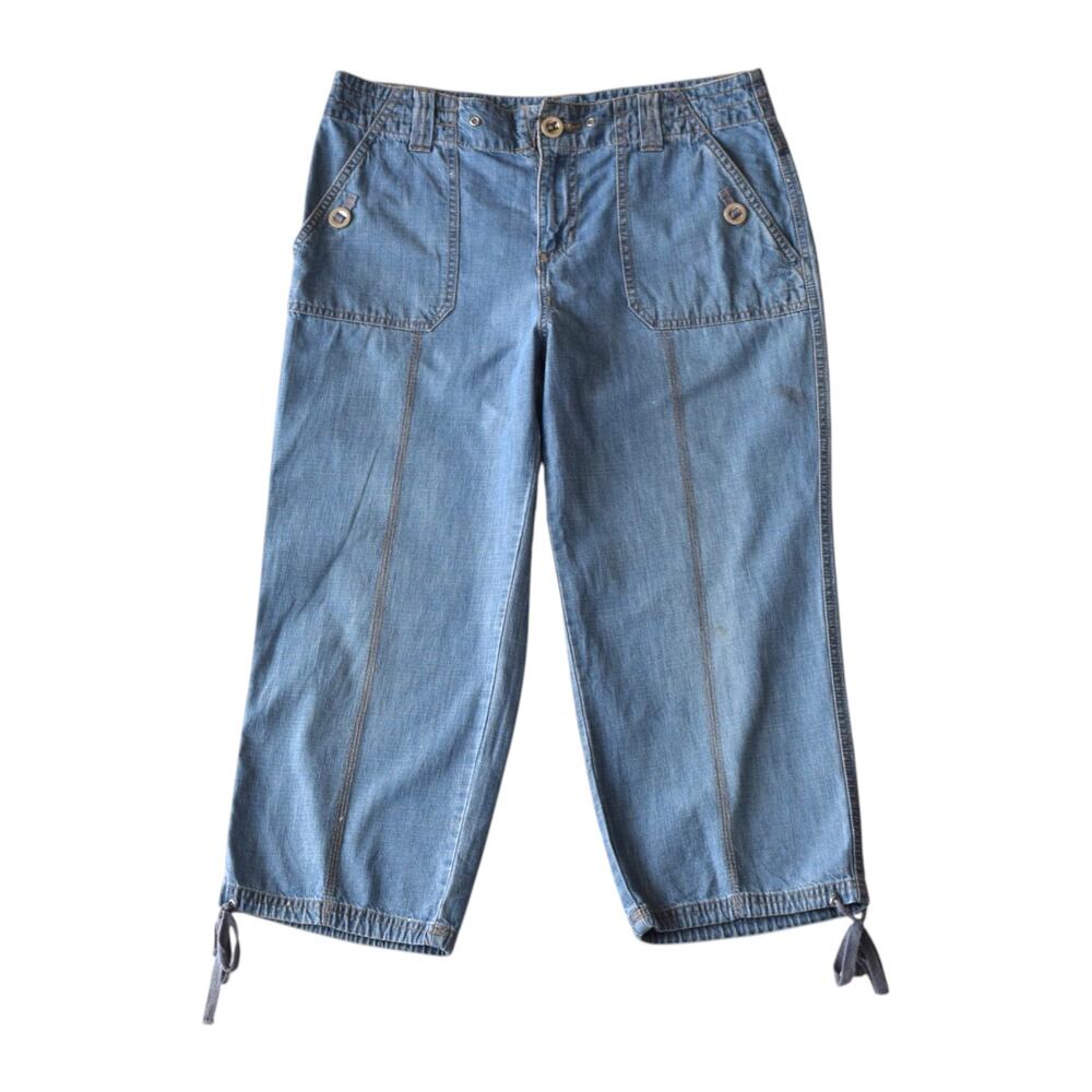 Vintage Faded Glory Y2K Denim Capri Jeans - Size 4 - Drawstring Hem